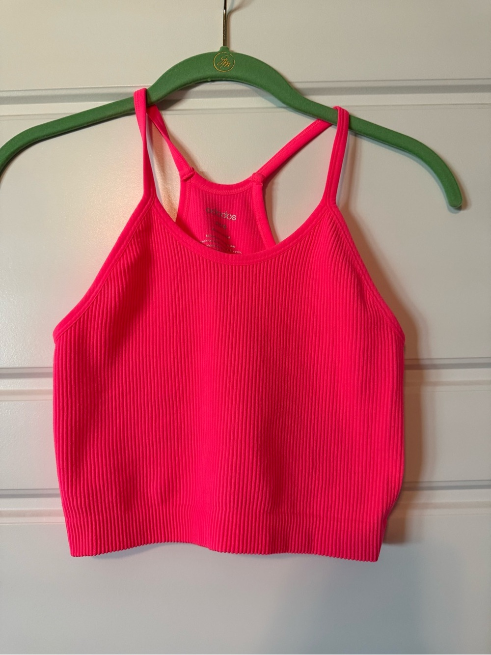 Neon Pink Ribbed Crop Tank - Picture 2 of 4